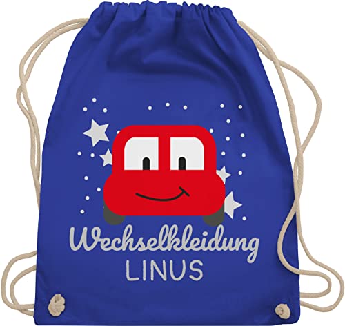 Turnbeutel Rucksack - Kita Beutel Wechselsachen Jungen - Wechselkleidung Auto - Unisize - Royalblau - kindergartenkind wechselbeutel wechselwäsche juterucksack personalisiertes kindergarten von Geschenk mit Namen personalisiert by Shirtracer