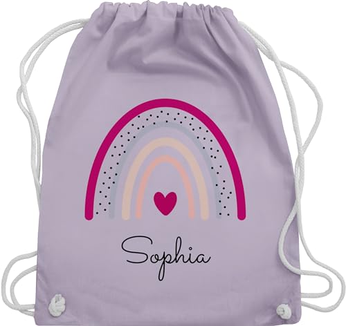 Geschenk mit Namen personalisiert by Shirtracer Turnbeutel Rucksack - Regenbogen Regenbögen - Unisize - Pastell Lila - name rainbow beutel stoff stoffbeutel von Geschenk mit Namen personalisiert by Shirtracer