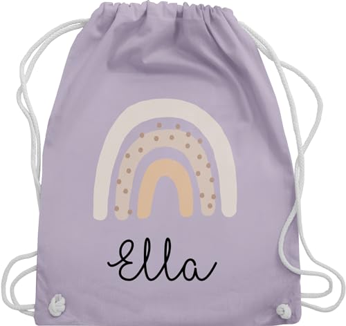 Geschenk mit Namen personalisiert by Shirtracer Turnbeutel Rucksack - Schöner Regenbogen Rainbow - Unisize - Pastell Lila - name beutel stoff stoffbeutel sportbeutel baumwolle baumwoll von Geschenk mit Namen personalisiert by Shirtracer