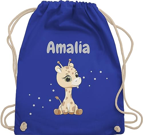 Geschenk mit Namen personalisiert by Shirtracer Turnbeutel Rucksack - Süße Giraffe Giraffen Giraffenbulle Giraffenmotiv - Unisize - Royalblau - wechselbeutel name und tasche einer von Geschenk mit Namen personalisiert by Shirtracer