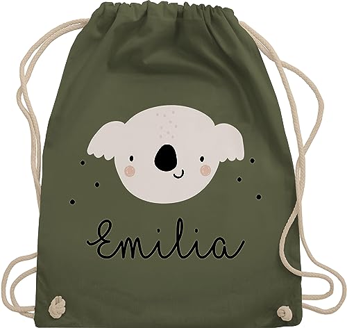 Geschenk mit Namen personalisiert by Shirtracer Turnbeutel Rucksack - Süßer Koalabär Koala Koalas - Unisize - Olivgrün - geschenke tasche baumwolle von Geschenk mit Namen personalisiert by Shirtracer