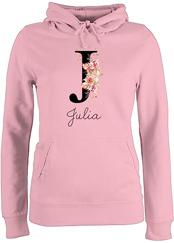 Pullover Damen Hoodie Frauen - für Initialen - Buchstabe mit Name personalisiert I Anfangsbuchstabe I Initiale - L - Hellrosa - dem Buchstaben personalisierte j Hoody selber gestalten von Geschenk mit Namen personalisiert by Shirtracer