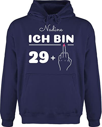 Hoodie Herren Pullover Männer - 30. Geburtstag - Ich Bin neunundzwanzig mit Mittelfinger zum Dreißigsten - weiß - 5XL - Navy Blau - 30 30.Geburtstag dreißig 30iger 30th Birthday 30er 30.Geb von Geschenk mit Namen personalisiert by Shirtracer