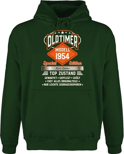 Hoodie Herren Pullover Männer - 70. Geburtstag - Oldtimer Special Vintage 1954 - Name - Retro Look zum Siebzigsten - M - Dunkelgrün - 70 geschenke jahre 70ster geschenke+70+geburtstag 70sten von Geschenk mit Namen personalisiert by Shirtracer