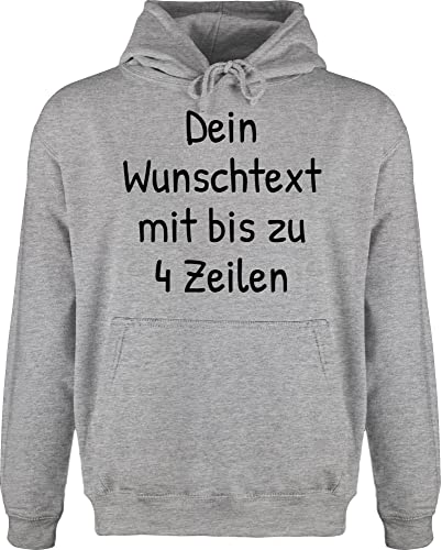 Hoodie Herren Pullover Männer - Aufdruck selbst gestalten - Wunschdruck Text Namen - 5XL - Grau meliert - Schriftzug gestaltete freitext Schrift individueller with own Bedrucken schreiben von Geschenk mit Namen personalisiert by Shirtracer