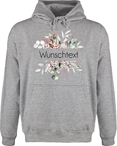 Hoodie Herren Pullover Männer - Aufdruck selbst gestalten - Wunschtext I Geschenk personalisiert I Geschenk Weihnachten - M - Grau meliert - drucken Lassen personalisierte Blume Hoody Bedrucken von Geschenk mit Namen personalisiert by Shirtracer