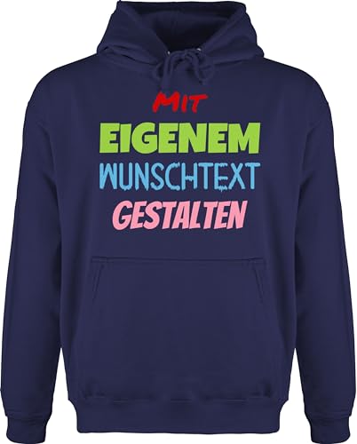 Hoodie Herren Pullover Männer - Aufdruck selbst gestalten - Wunschtext I Mit eigenem Text personalisiert I Custom Text - 3XL - Navy Blau - drucken Lassen personalisierte beschriften Hoodies von Geschenk mit Namen personalisiert by Shirtracer
