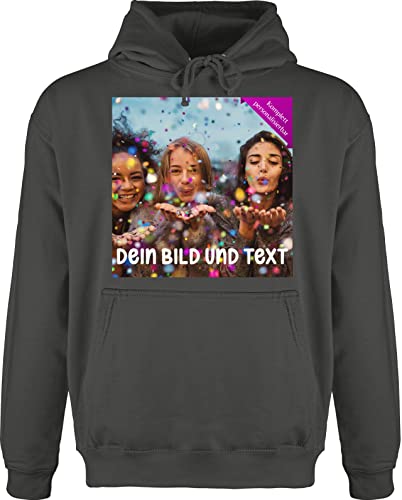 Hoodie Herren Pullover Männer - Foto eigenem - Fotogeschenk I Geschenk Bild personalisiert I Geschenk mit Bild I Custom Photo - 3XL - Anthrazit - eigener Druck Hoodies zum selber erstellen von Geschenk mit Namen personalisiert by Shirtracer