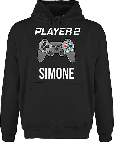 Hoodie Herren Pullover Männer - Gaming - Player 2 Controller Spieler Zwei Zocker Gamer Daddeln Partner Partnerin Geschenk - XL - Schwarz - zocken Game Name für von Geschenk mit Namen personalisiert by Shirtracer