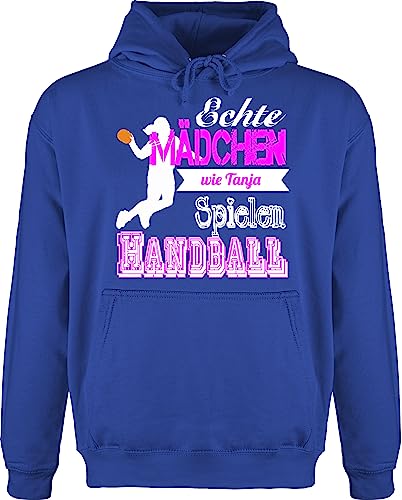Hoodie Herren Pullover Männer - Geschenke Zubehör - Echte Mädchen Spielen Handball - mit Name - L - Royalblau - Handballer Handballerin Pulli von Maedchen wm echt von Geschenk mit Namen personalisiert by Shirtracer