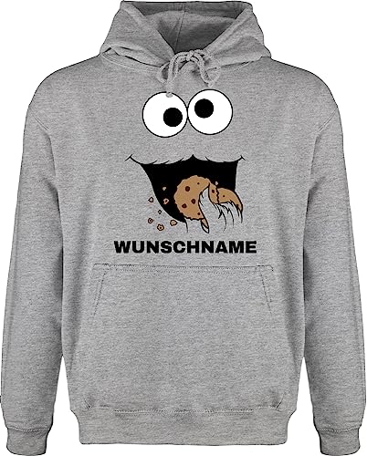 Hoodie Herren Pullover Männer - Karneval Fasching - Keks Monster Kostüm mit Name I Krümelmonster I Cookie Monster I Keksmonster - 4XL - Grau meliert - Karnevals Kekse Hoodies Faschings krümel von Geschenk mit Namen personalisiert by Shirtracer