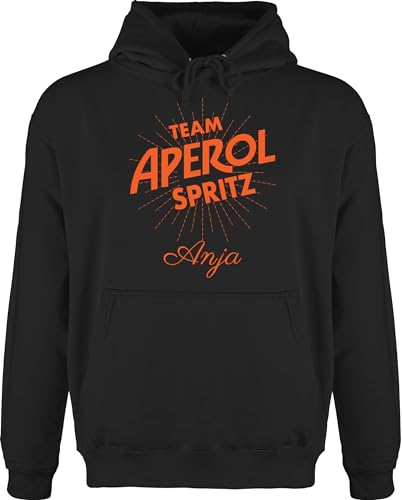 Hoodie Herren Pullover Männer - Karneval Kostüm Fasching - Team Aperol Spritz mit Name I Mädelsabend JGA Mallorca Mädelsausflug - S - Schwarz - Karnevals personalisierte Faschings von Geschenk mit Namen personalisiert by Shirtracer