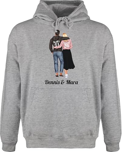 Hoodie Herren Pullover Männer - Liebe - King und Queen Partner Geschenk Valentinstag Weihnachts-Geschenke Idee Couple Pärchen - XL - Grau meliert - Outfits liebeserklärung & Paar von Geschenk mit Namen personalisiert by Shirtracer