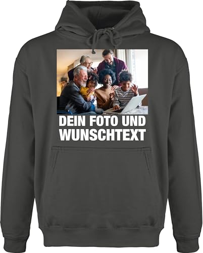 Hoodie Herren Pullover Männer - Mit Bild eigenem Foto Name Text Wunschtext - L - Anthrazit - Aufdruck günstig Bedrucken Lassen zum beschriften vorne wunschdruck Schrift Personalized individuelle von Geschenk mit Namen personalisiert by Shirtracer