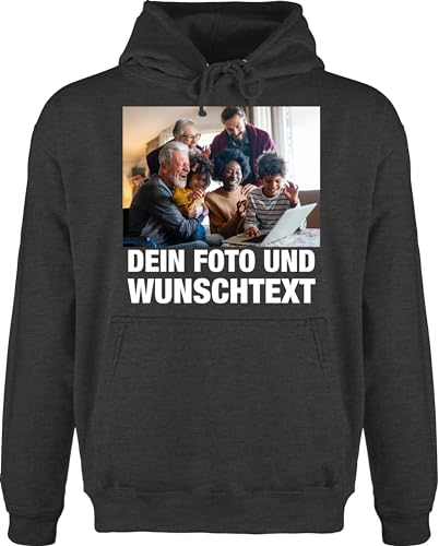 Hoodie Herren Pullover Männer - Geschenk mit Bild I eigenem Foto I Name I eigener Text I Wunschtext - L - Anthrazit meliert - Bedrucken Lassen Hoodies zum selber erstellen selbst drucken Logo Pulli von Geschenk mit Namen personalisiert by Shirtracer