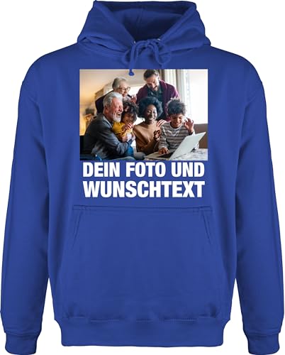 Hoodie Herren Pullover Männer - Mit Bild eigenem Foto Name Text Wunschtext - L - Royalblau - ganzem eigene Design zum anpassen Customized personalisiertem personalierte Wunschname wunschdruck von Geschenk mit Namen personalisiert by Shirtracer