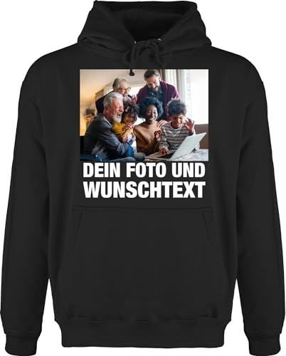 Hoodie Herren Pullover Männer - Mit Bild eigenem Foto Name Text Wunschtext - L - Schwarz - Weihnachtspullover und Logo Bedrucken Lassen selber erstellen Baumwolle personalisiertem Druck von Geschenk mit Namen personalisiert by Shirtracer