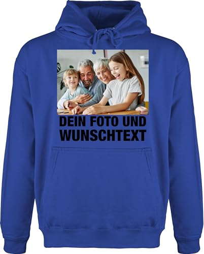 Hoodie Herren Pullover Männer - Mit Foto eigenem Bild Text Name Wunschtext - 3XL - Royalblau - Aufdruck personalisiertes selber Bedruckte Weihnachtspullover selbst erstellen eigen beschriften von Geschenk mit Namen personalisiert by Shirtracer