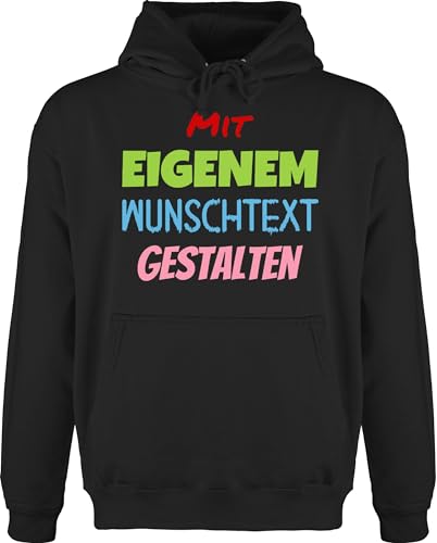 Hoodie Herren Pullover Männer - Aufdruck selbst gestalten - Wunschtext I Mit eigenem Text personalisiert I Custom Text - L - Schwarz - drucken Lassen personalisierte beschriften Hoodies Bedrucken von Geschenk mit Namen personalisiert by Shirtracer