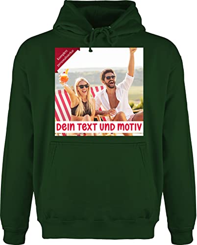 Hoodie Herren Pullover Männer - Bild - Eigenem Foto Geschenk - 3XL - Dunkelgrün - Text und Aufdruck einem Drauf selbst erstellen Bedrucken Lassen Name Bilder selber Machen Dein Dein Custom u von Geschenk mit Namen personalisiert by Shirtracer