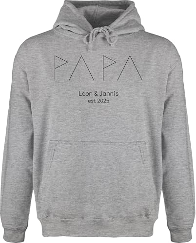 Hoodie Herren Pullover Männer - Papa Geschenk mit Namen Kinder I Vatertagsgeschenk Papi Geschenk Vater Geburtstag Geschenke werdender Vater Geschenke Papi - XXL - Grau meliert - personalisierter von Geschenk mit Namen personalisiert by Shirtracer