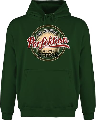 Hoodie Herren Pullover Männer - 40. Geburtstag - 40 Jahre Perfektion - seit 1984 - mit Name - 3XL - Dunkelgrün - 40.Geburtstag 1983 zum personalisierte Geschenke Witz vierzigster von Geschenk mit Namen personalisiert by Shirtracer