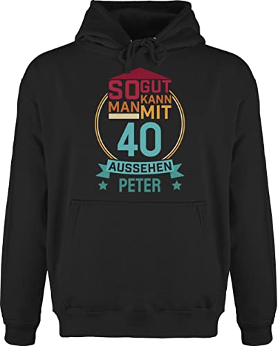 Hoodie Herren Pullover Männer - 40. Geburtstag - So gut kann Man mit 40 Aussehen zum Vierzigsten. - rot/blau - L - Schwarz - 40.Geburtstag Name vierzigster Jahre Geschenke 40+Geburtstag+Geschenk von Geschenk mit Namen personalisiert by Shirtracer