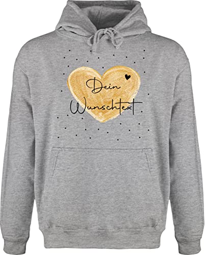 Hoodie Herren Pullover Männer - Aufdruck selbst gestalten - Dein Wunschtext - S - Grau meliert - freundin und name pärchen bedrucken boyfriend eigener text partner beschriften für paare von Geschenk mit Namen personalisiert by Shirtracer