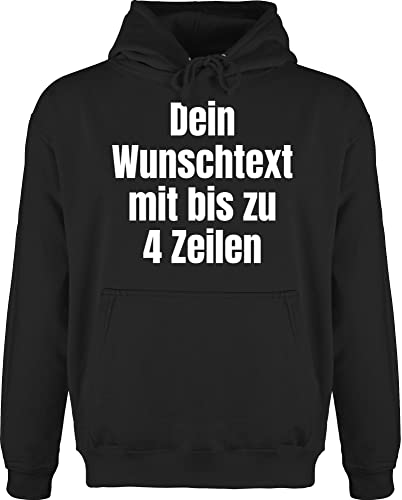 Hoodie Herren Pullover Männer - Aufdruck selbst gestalten - Wunschtext I Eigener Text I Custom Text - 4XL - Schwarz - drucken Lassen personalisierte Datum Pulli Bedrucken 4 zeilen designen Hoodies von Geschenk mit Namen personalisiert by Shirtracer