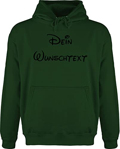 Hoodie Herren Pullover Männer - Aufdruck selbst gestalten - Wunschtext - S - Dunkelgrün - und Name Bedrucken eigener Text beschriften Lassen eigenem Schriftzug Druck Personalisieren selber Machen von Geschenk mit Namen personalisiert by Shirtracer