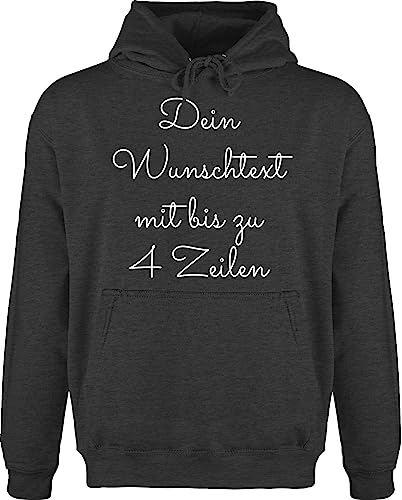 Hoodie Herren Pullover Männer - Aufdruck selbst gestalten - Wunschtext I Geschenk personalisiert - XL - Anthrazit meliert - drucken Lassen personalisierte Bedrucken Pulli 4 zeilen Long Distance von Geschenk mit Namen personalisiert by Shirtracer