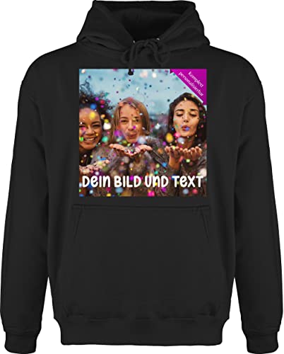 Hoodie Herren Pullover Männer - Foto eigenem Bild - Fotogeschenk - L - Schwarz - Aufdruck selber Bedruckte personalisierbare wunschbild Bedrucken selbst Design Lassen personalisierte Geschenke von Geschenk mit Namen personalisiert by Shirtracer