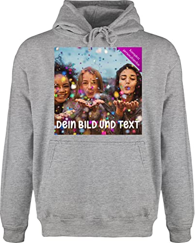 Hoodie Herren Pullover Männer - Foto eigenem Bild - Fotogeschenk - XL - Grau meliert - Dein Text Pulli selbst Fotos Bedrucken Lassen eigen Aufdruck designen zum schriften personalisierte von Geschenk mit Namen personalisiert by Shirtracer