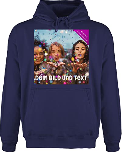 Hoodie Herren Pullover Männer - Foto eigenem Bild - Fotogeschenk - XL - Navy Blau - eigenen Bilder Bedrucken personalisierbarer Wunschname wunschdruck Text personalisierbare Pulli beschriftung von Geschenk mit Namen personalisiert by Shirtracer