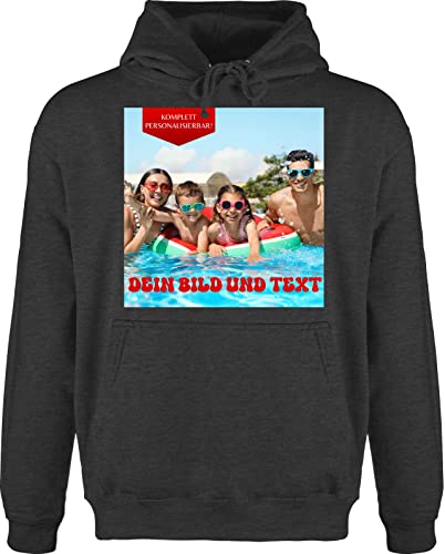 Hoodie Herren Pullover Männer - Bild - Eigenem Foto - 3XL - Anthrazit meliert - Text und Drauf Machen anpassen selbst gestalten textfeld aussuchen Bedrucken selber Schrift erstellen Personalisieren von Geschenk mit Namen personalisiert by Shirtracer