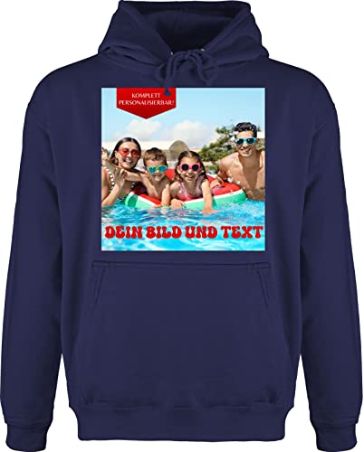 Hoodie Herren Pullover Männer - Bild - Eigenem Foto - 3XL - Navy Blau - text und aufdruck bedrucken selber bilder machen abdruck persönlichem personality drauf selbst erstellen von freundin von Geschenk mit Namen personalisiert by Shirtracer