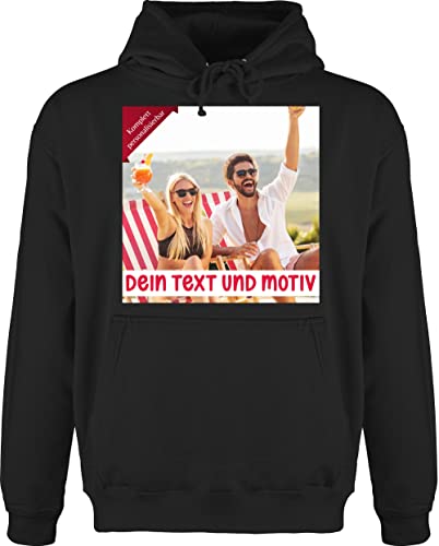 Hoodie Herren Pullover Männer - Bild - Eigenem Foto Geschenk - 4XL - Schwarz - Text und einem Bedrucken selber Bilder Machen Abdruck persönlichem Personality von Freundin bestellen von Geschenk mit Namen personalisiert by Shirtracer