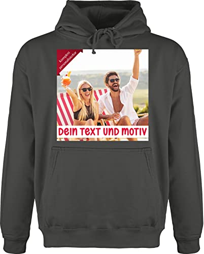 Hoodie Herren Pullover Männer - Bild - Eigenem Foto Geschenk - L - Anthrazit - Pulli selbst Dein Text Weihnachtspullover und Fotos Bedrucken Lassen zum schriften personalisierte von Geschenk mit Namen personalisiert by Shirtracer