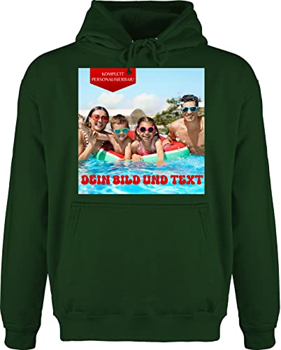 Hoodie Herren Pullover Männer - Bild - Eigenem Foto - L - Dunkelgrün - zum selbst Bedrucken selber Bilder Design Your own schreiben Name bildgeschenke Fotos personalisierbarer Fotoprint bildern von Geschenk mit Namen personalisiert by Shirtracer