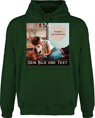 Hoodie Herren Pullover Männer - eigenem - Foto Bild Geschenk - L - Dunkelgrün - Bilder selbst aussuchen personalisierbarer Wunschname wunschdruck Text personalisierbare Pulli beschriftung von Geschenk mit Namen personalisiert by Shirtracer