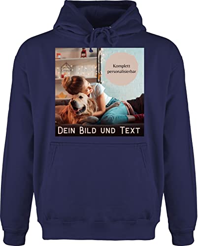 Hoodie Herren Pullover Männer - eigenem - Foto Bild Geschenk - L - Navy Blau - selbst Aufdruck günstig Meinen Personalised Mann drucken Text aufdrucken +Bild personalisierbar von Geschenk mit Namen personalisiert by Shirtracer