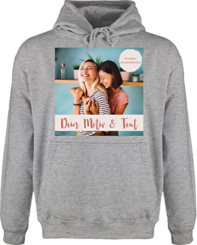 Hoodie Herren Pullover Männer - eigenem - Foto Bild - XL - Grau meliert - selber bedrucken kann own photo and text selbst drauf drucken name und bilder bildern auf eigen einem eigenen druck eigenes von Geschenk mit Namen personalisiert by Shirtracer