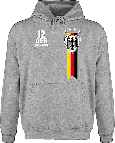 Hoodie Herren Pullover Männer - 2024 Fussball EM Fanartikel - Germany WM Fan Deutschland - 4XL - Grau meliert - nationalmannschaft kapuzenpullover fußball name hoody kinder kleidung fans pulli von Geschenk mit Namen personalisiert by Shirtracer