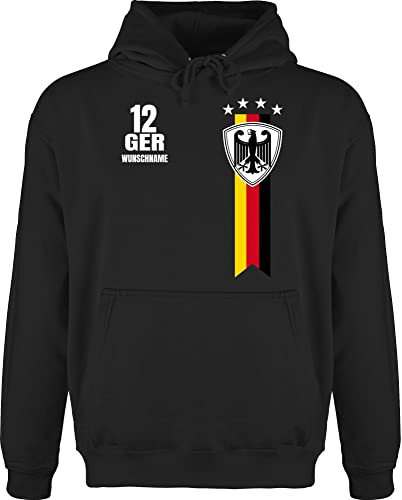 Hoodie Herren Pullover Männer - 2024 Fussball EM Fanartikel - Germany WM Fan Deutschland - XS - Schwarz - hoody fußball deutscher kleidung 24 nationalmannschaft kapuzenpullover europa name fans von Geschenk mit Namen personalisiert by Shirtracer