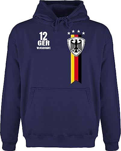 Hoodie Herren Pullover Männer - 2024 Fussball EM Fanartikel - Germany WM Fan Deutschland - S - Navy Blau - Kapuzenpullover fußball Deutscher Nationalmannschaft Hoody 24 Personalisieren Pulli von Geschenk mit Namen personalisiert by Shirtracer