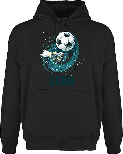 Hoodie Herren Pullover Männer - Fußball Schuss Cool Fußballfan - L - Schwarz - Fussball fusball Geschenke personalisierte fussballfan Geschenke+für+fußballfans Text für fußballfans Druck Name von Geschenk mit Namen personalisiert by Shirtracer