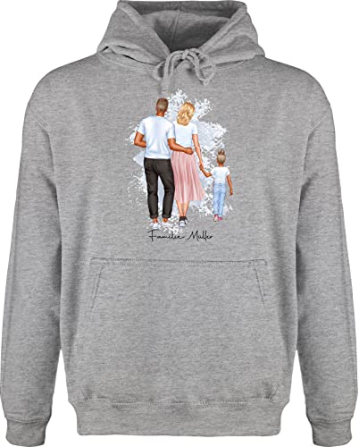 Hoodie Herren Pullover Männer - zum Vatertag - Familie Mama Papa Kind - XL - Grau meliert - personalisierter papatags personalisierte Familien Hoodies für personalisierbar Geschenke väter von Geschenk mit Namen personalisiert by Shirtracer