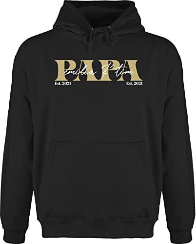 Hoodie Herren Pullover Männer - zum Vatertag - Papa Geschenk mit Namen Kinder Datum Geburtsjahr Weihnachten Geburtstag - 4XL - Schwarz - personalisierte Geschenke für väter Vater Hoody von Geschenk mit Namen personalisiert by Shirtracer