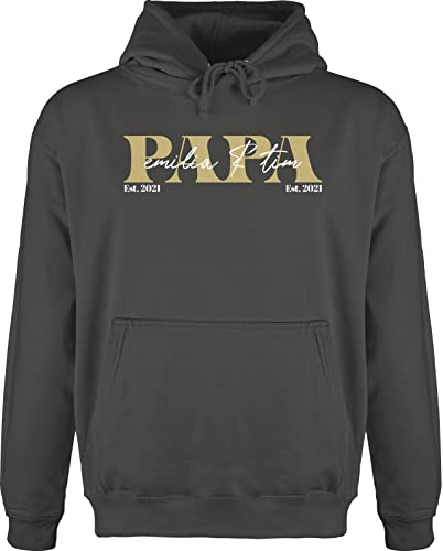 Hoodie Herren Pullover Männer - zum Vatertag - Papa Geschenk mit Namen Kinder Datum Geburtsjahr I Weihnachten I Geburtstag - S - Anthrazit - Geschenke für väter Papas Pulli von Geschenk mit Namen personalisiert by Shirtracer