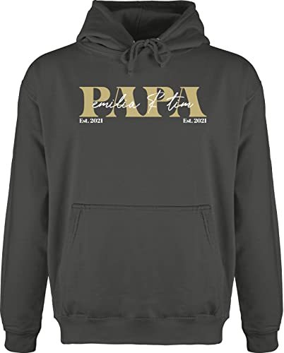 Hoodie Herren Pullover Männer - zum Vatertag - Papa Geschenk mit Namen Kinder Datum Geburtsjahr Weihnachten Geburtstag - S - Anthrazit - personalisierte Vatertagsgeschenk Vater Hoodies kindernamen von Geschenk mit Namen personalisiert by Shirtracer